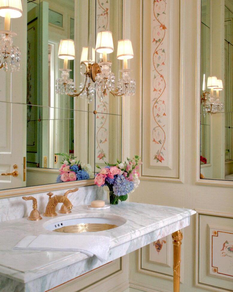 French Inspired Powder Room Wall Mural